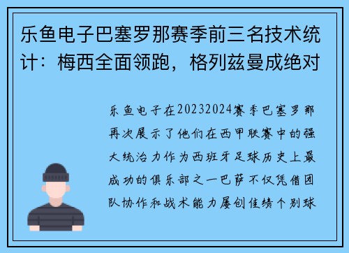 乐鱼电子巴塞罗那赛季前三名技术统计：梅西全面领跑，格列兹曼成绝对得分利器